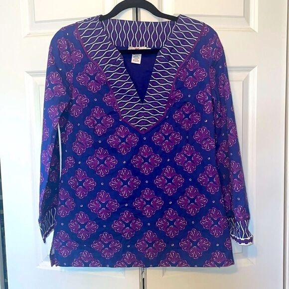 VINEYARD VINES BLUE PURPLE SHELL TUNIC - Picture 1 of 7